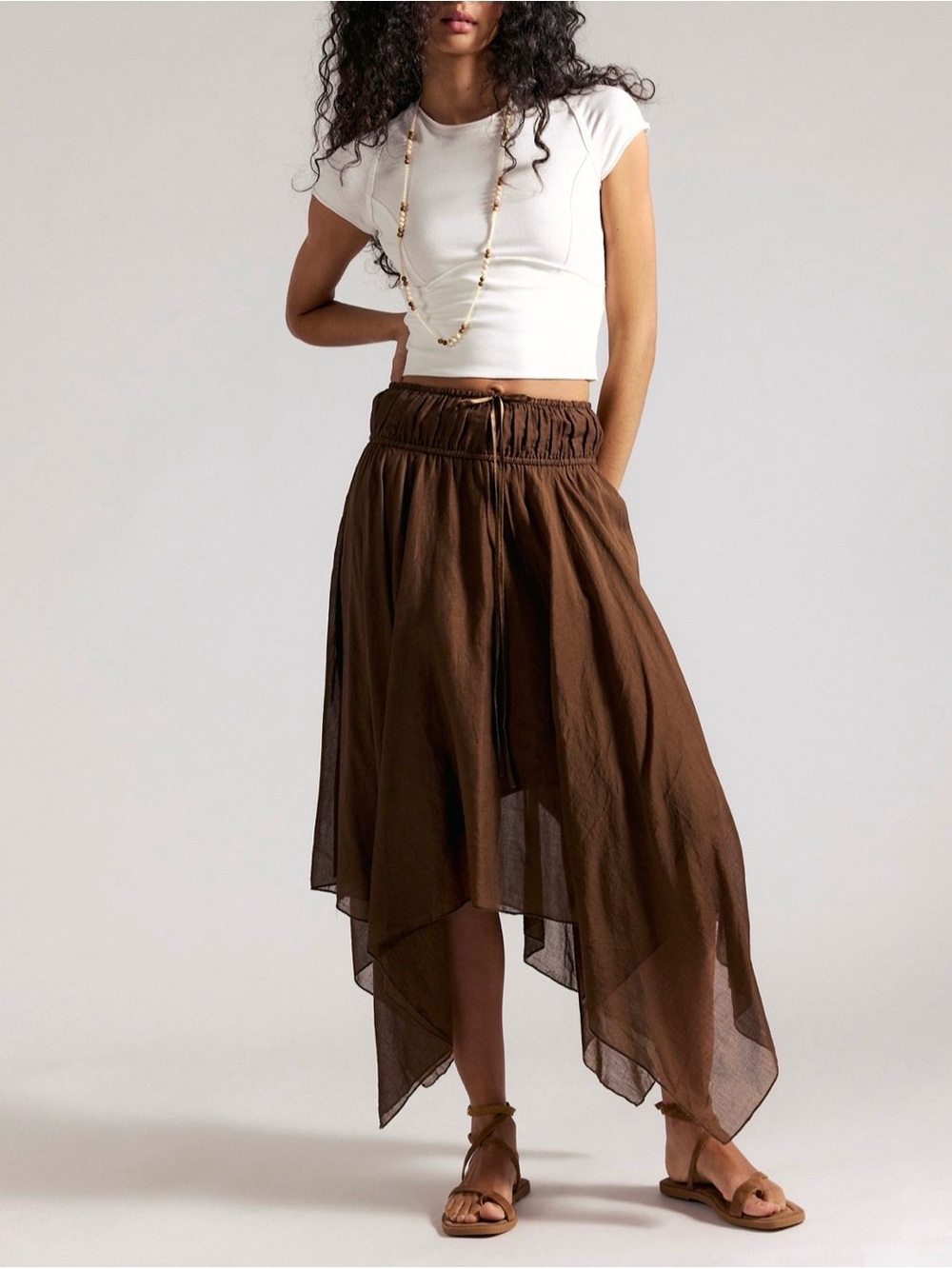 Free People One Kaia Solid Asymmetrical skirt Sz XL